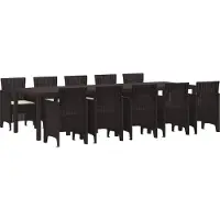 vidaXL Garten Essgruppe 11 stk. Braun und Creme Rattan