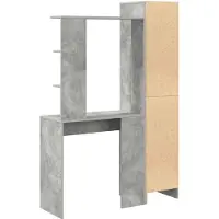 vidaXL Schreibtisch mit Regal mit Speicher mit Tür 2 Stk. Betongrau