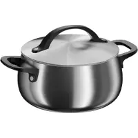 Berghoff Home Kochtopf 20 cm Edelstahl mit Deckel, 3,7 l, für alle Herdarten, Smokey Black