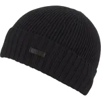 BOSS Beanie "Fati", Herren, schwarz, Grobstrick, Wolle, unifarben, Mützen Beanie, aus Rippenstrick, unisex