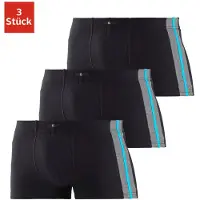 H.I.S. Boxer H.I.S "Boxershorts für Herren", Herren, Gr. 3 (XS), 3 Stk., schwarz, Jersey, Obermaterial: 95% Baumwolle, 5% Elasthan, unifarben, körpernah, Unterhosen Boxer, mit Colorblocking