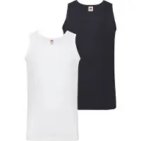 Fruit Of The Loom Tanktop , Herren, Gr. S, weiß, deep navy, Single Jersey, Obermaterial: 100% Baumwolle, unifarben, schmal hüftbedeckend, Rundhals, Tops Tanktop, aus reiner Baumwolle