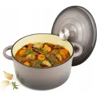 Loyalty SP ZOO Emaillierte Gusseisen-Bratpfanne 5,9 l – Grau – 28 cm – Für Induktion und Backofen – Mit Deckel