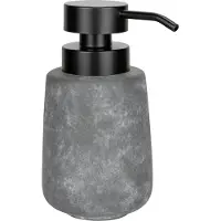 Wenko Sacile Seifenspender Keramik, 400 ml, Beton-Optik, Handseifenspender, langlebig und nachfüllbar, ideal für Flüssigseife im Bad, 1 Stück, Farbe: grau/schwarz