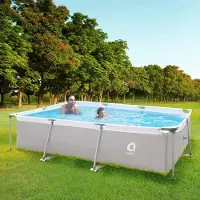 Markenlos Rechteckiges Familienpool mit Stahlrahmen - Grau, 3x2 m