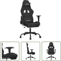 The Living Store Gaming-Stuhl mit Fußstütze Schwarz Stoff