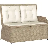 Syfax Gartenbank Schwarz und Cremeweiß Poly-Rattan