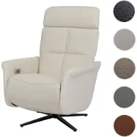 Mendler Relaxsessel HWC-L10, TV-Sessel Liegesessel, Liegefunktion drehbar, elektrisch verstellbar creme-weiß
