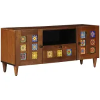 vidaXL TV-Schränk mit Tür Walnuss 105 x 33 x 46 cm Massivholz Mango