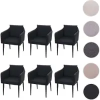 Mendler 6er-Set Esszimmerstuhl HWC-H93, Küchenstuhl Lehnstuhl Stuhl Kunstleder schwarz