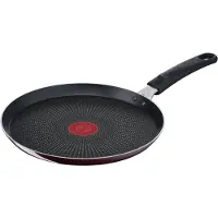 Tefal Crêpepfanne "Resist Intense", rot (bordeaux), B:25,8cm H:1,8cm L:43,4cm Ø:25cm, Pfannen, Crêpepfanne, Emaille, Antihaft, Thermo-Signal, alle Herdarten außer Induktion