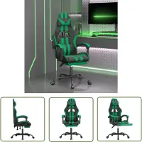 The Living Store Gaming-Stuhl mit Fußstütze Schwarz und Grün Kunstleder