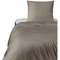 Detexpol Bettwäsche-Set aus reiner Baumwolle Makosatin 140x200 C. Beige Taupe Premium