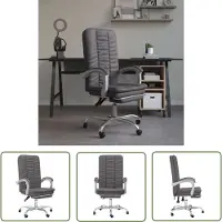 The Living Store Bürostuhl mit Liegefunktion Grau Kunstleder