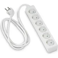 Hama Steckdosenleiste "Steckdosenverteiler 6-fach", weiß, B:5cm H:31cm T:4cm, Kunststoff, Steckdosenleisten, Steckdosenleiste, mit erhöhtem Berührungsschutz, Weiß