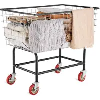 Vevor Draht Wäschekorb, 4,5 Scheffel Draht Wäschekorb mit Rädern, 26,4 x 15,7 x 26 Zoll Kommerziellen Draht Wäschekorb Warenkorb, Stahlrahmen mit Chrom-Finish