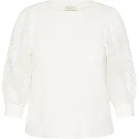 KAFFE CURVE Longtop "Damen Langarm-Shirt KCbella", Damen, Gr. S, weiß (chalk), Obermaterial: 94% Viskose CV. 6% Elasthan EL., Tops Longtop