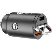 C-TECH USB-Autoladegerät, 1x Typ C + 1 x Typ A, 30W, Power Delivery 3.0, Quick Charge 3.0, Aluminiumgehäuse