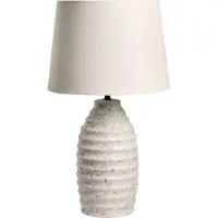 Beliani Tischlampe Cremeweiß Keramik mit Kunstleinen Stoffschirm Stein Optik Moderner Stil Wohnzimmer Schlafzimmer Flur Nachttischlampe Tischleuchte