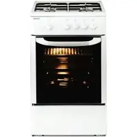 Beko CSG42009DW, Freistehender Herd, Weiß, Drehregler, Weiß, Vorderseite, Emaille