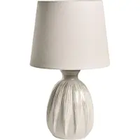 Beliani Tischlampe Hellbeige Keramik mit Kunstleinen Stoffschirm Moderner Skandinavischer Stil Wohnzimmer Schlafzimmer Flur
