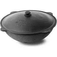 Davr Metall Schmortopf Kazan Gusseisen 22 L Ø 52,7 cm runder Boden Alu-Deckel Feuertopf, Gusseisen, Dickwandig