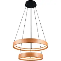 TRIO LED-Hängelampe Lynwood, Ø 60 cm, holzfarben, Holz, 2-flg.