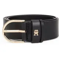 Tommy Hilfiger Ledergürtel "ESSENTIAL EFFORTLESS 3,5 cm breit", Damen, Gr. 135, schwarz, Rindsleder, Gürtel Ledergürtel, Damengürtel, 3,5 cm breit, casual und Jeans, ovale Einfachdornschließe