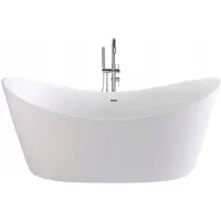 REA Freistehende Acryl Badewanne Ferrano 1500x730x690 mm Weiß mit Siphon und Klik-Klak Stöpsel