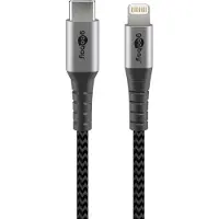 Goobay 49271, 1 m, USB C, Lightning, Männlich, Männlich, Schwarz, Grau