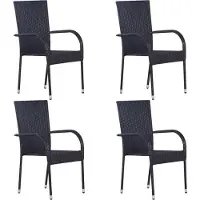 Syfax Stapelbare Gartenstühle 4 Stk. Poly Rattan Schwarz