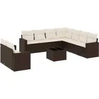 Syfax 10-tlg. Garten-Sofagarnitur mit Kissen Braun Poly Rattan
