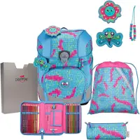 DERDIEDAS ErgoFlex Tiny Schulrucksack 5-teiliges Set Happy Pixel