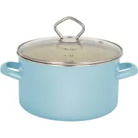 Kruger Fleischtopf KRÜGER "Sylt", blau (pastell, blau), B:20cm H:12cm L:28cm Ø:20cm, Töpfe, Fleischtopf, Induktion
