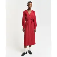 Gant für Damen. 4503360 Gestreiftes Hemdkleid aus rotem Satin (40), Lässig, Viskose, Langarm