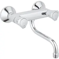 GROHE Costa Zweigriff-Spültischarmatur, Ausladung 200mm, schwenkbar, Wandmontage, 31187001