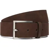 HUGO Ledergürtel "Mirto_Sz35", Herren, Gr. 105, braun (schwarz braun 202), Leder, unifarben, Gürtel Ledergürtel, aus Veloursleder mit Logo-Gravur auf der Dornschließe