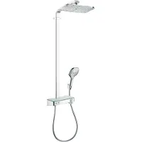 Hansgrohe Raindance Select E360 1 jet Showerpipe, mit ShowerTablet Select 300, 27288400, Farbe: Chrom / Weiß