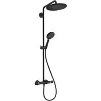 Hansgrohe Croma Select S Showerpipe 280 1-jet EcoSmart 9 l/min mit Thermostat und Handbrause Raindance Select S 120 3-jet, 26891670, Farbe: Mattschwarz
