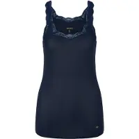 JOOP! Unterhemd JOOP "Pure", Damen, Gr. 42, N-Gr, blau (navy), Obermaterial: 95% Modal, 5% Elasthan, körpernah, tiefer Rundhals, Unterhemden Unterhemd, mit detailverzierter Trägerspitze