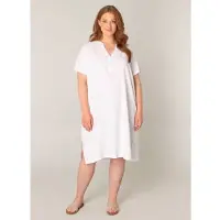 Base Level Curvy Tunikakleid "Yacinthe", Damen, Gr. 54/56, N-Gr, weiß (natural weiß), Web, Obermaterial: 55% Leinen, 45% Viskose, gerade knielang, Serafino, Kleider Tunikakleid, Große Größen
