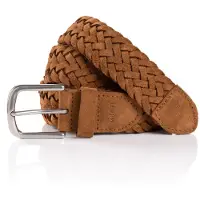 MONTI Ledergürtel "VANCOUVER", Herren, Gr. 110, braun (cognac), Obermaterial: 100% Rindsleder, Gürtel Ledergürtel, Flecht-Optik, matt, weich, handgefertigt