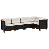 Syfax 5-tlg. Garten-Sofagarnitur mit Kissen Schwarz Poly Rattan