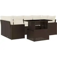 Syfax 7-tlg. Garten-Sofagarnitur mit Kissen Braun Poly Rattan