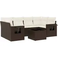 Syfax 7-tlg. Garten-Sofagarnitur mit Kissen Braun Poly Rattan