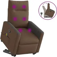 Syfax Massagesessel mit Aufstehhilfe Braun Stoff