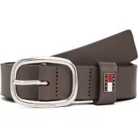 Tommy Hilfiger Ledergürtel TOMMY JEANS "TJW OVAL 3.0 cm breit", Damen, Gr. 75, braun (schwarz walnut), Rindsleder, Gürtel Ledergürtel, Ovale Einfachdornschließe und Logo am Verschluss