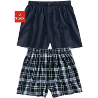 H.I.S. Boxer H.I.S "Boxershorts für Herren", Herren, Gr. S, 2 Stk., blau (marine, kariert), Obermaterial: 100% Baumwolle, kariert, unifarben, körpernah, Unterhosen Boxer, in weiter Passform, Topseller