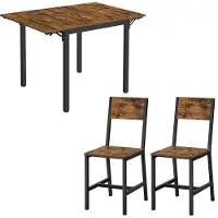 Vasagle Essgruppe, Küchentisch mit 2 Holzstühle, klappbar, Esstisch-Set