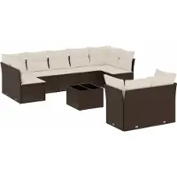 Syfax 10-tlg. Garten-Sofagarnitur mit Kissen Braun Poly Rattan